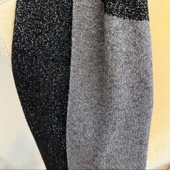Furla Metallic Knit Scarf, Wool, Black & Gray, Reversible,Designer Luxury, NWT - Picture 12 of 15